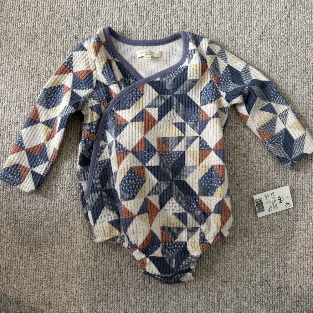 Quilted Long-Sleeve Baby Onesie
